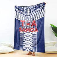 Rugby Toa Samoa Blanket Samoan Tatau Blue Version LT05 - Polynesian Pride