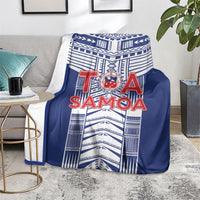 Rugby Toa Samoa Blanket Samoan Tatau Blue Version LT05 - Polynesian Pride