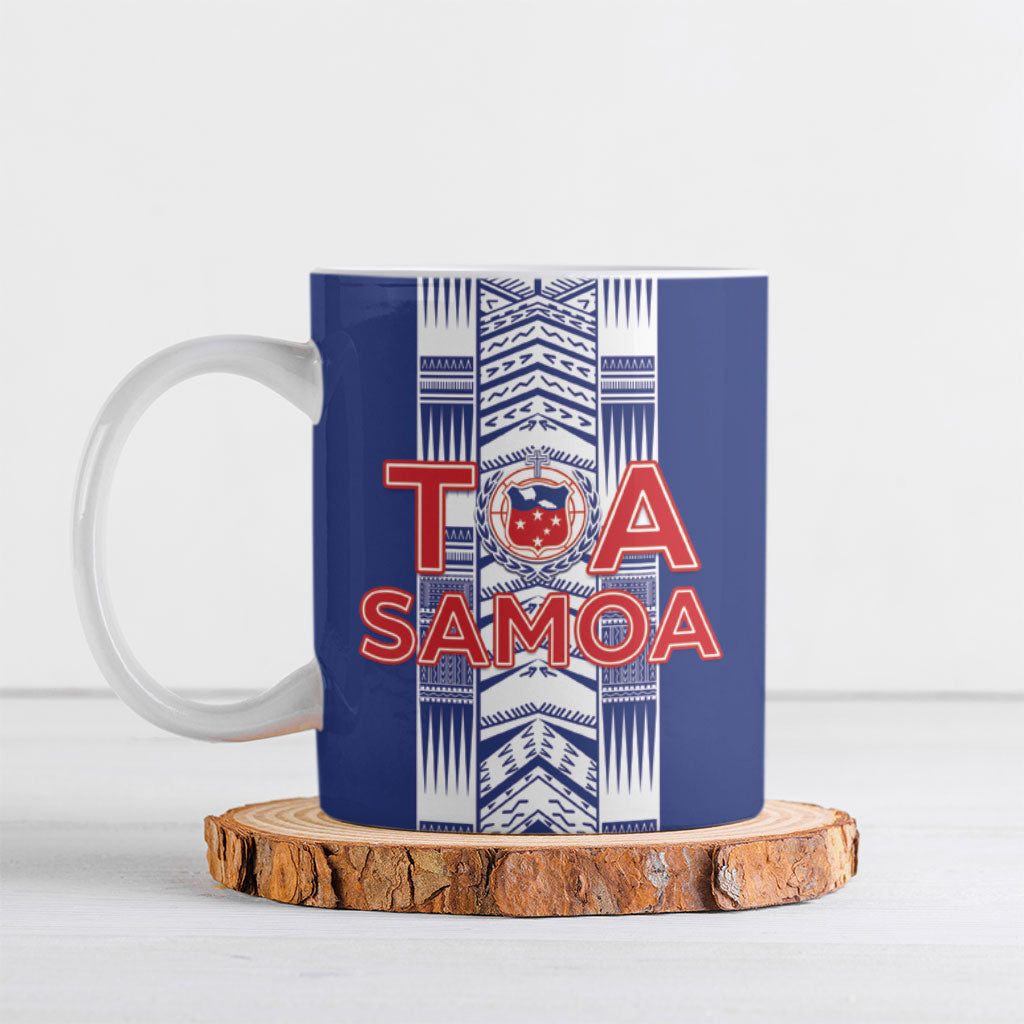 Custom Rugby Toa Samoa Ceramic Mug Samoan Tatau Blue Version LT05 Blue - Polynesian Pride