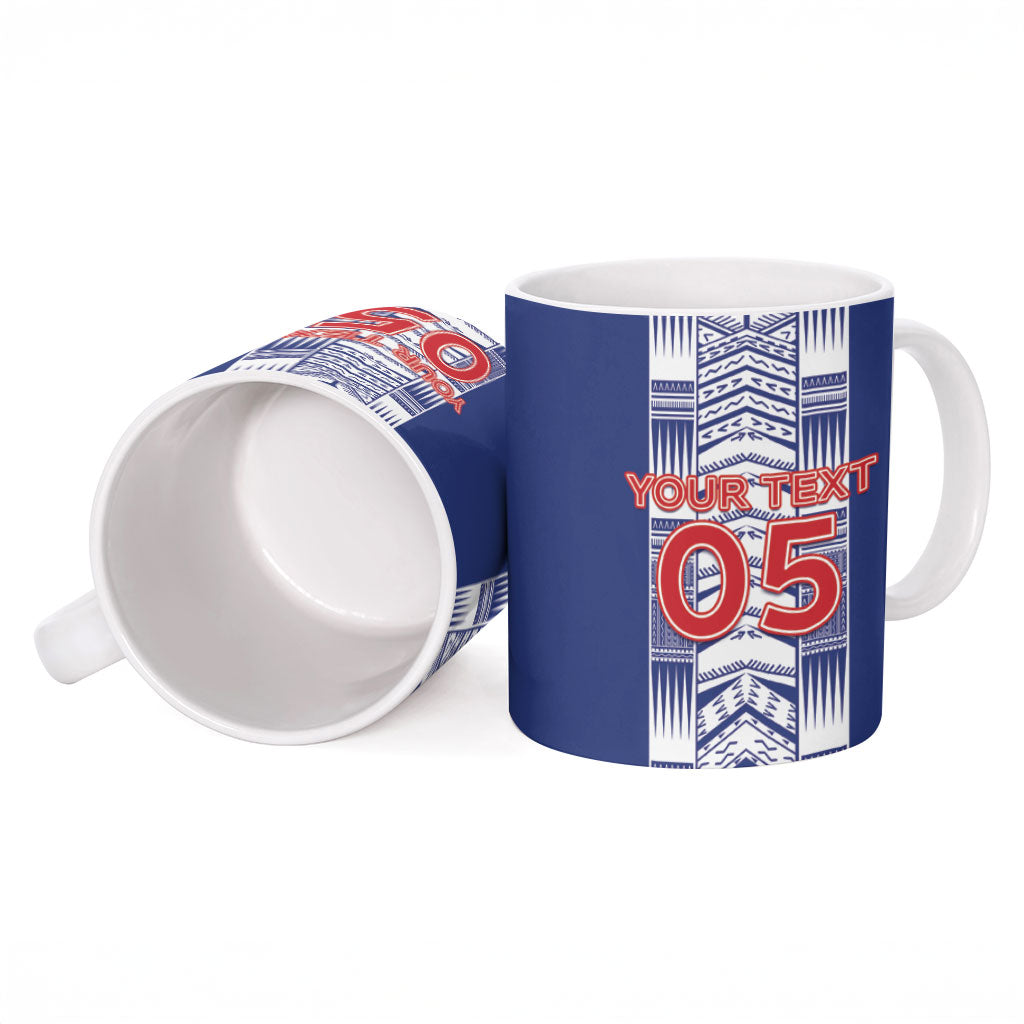 Custom Rugby Toa Samoa Ceramic Mug Samoan Tatau Blue Version LT05 - Polynesian Pride