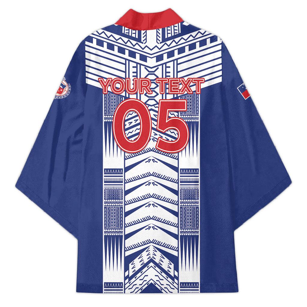 Custom Rugby Toa Samoa Kimono Samoan Tatau Blue Version LT05 - Polynesian Pride