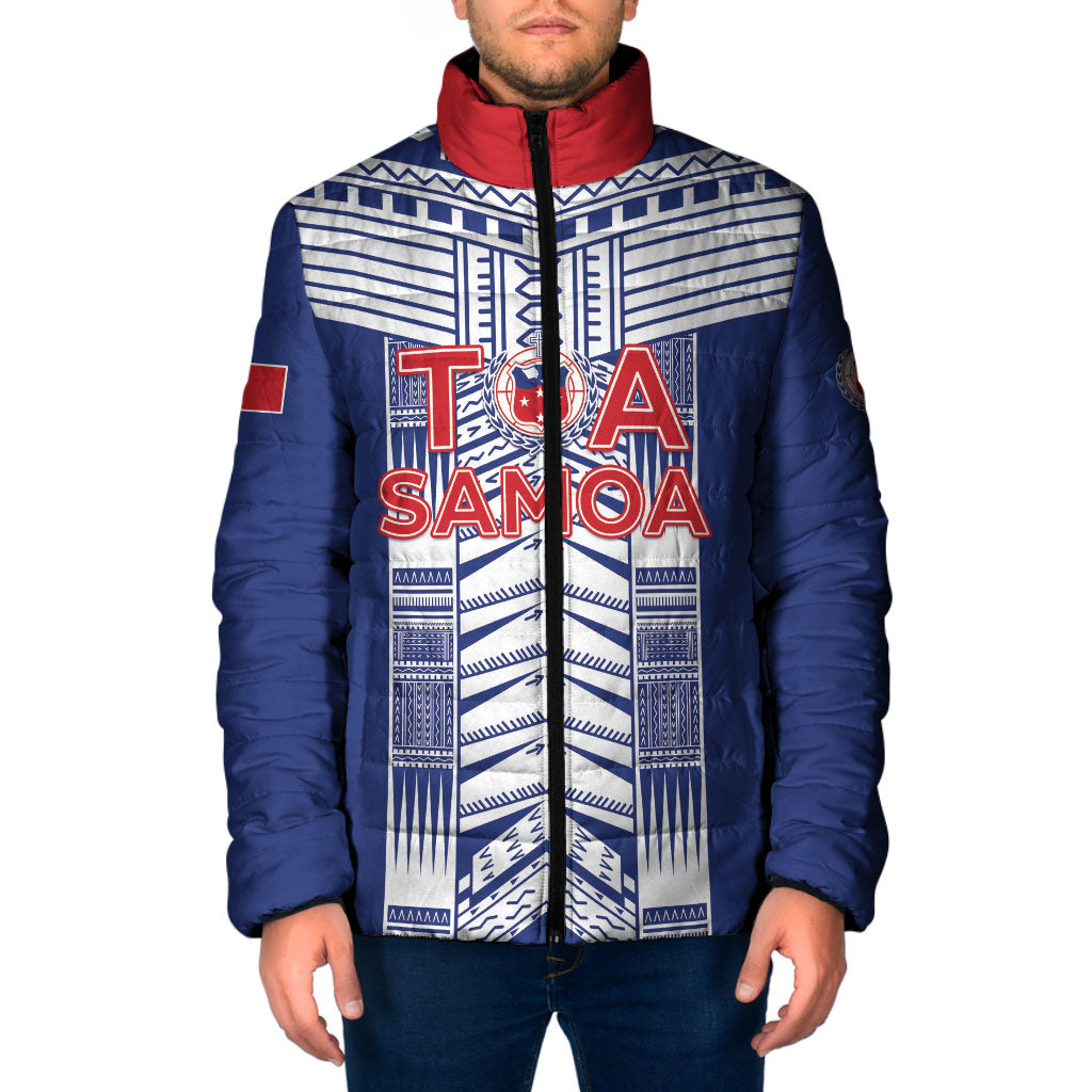 Custom Rugby Toa Samoa Padded Jacket Samoan Tatau Blue Version LT05 Men Blue - Polynesian Pride