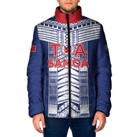 Custom Rugby Toa Samoa Padded Jacket Samoan Tatau Blue Version LT05 Men Blue - Polynesian Pride