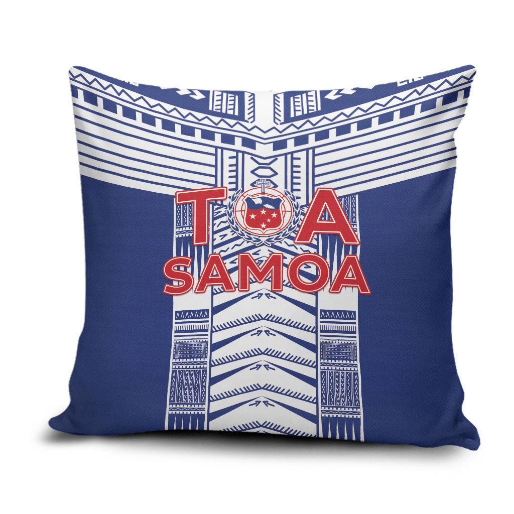 Rugby Toa Samoa Pillow Cover Samoan Tatau Blue Version LT05 Blue - Polynesian Pride