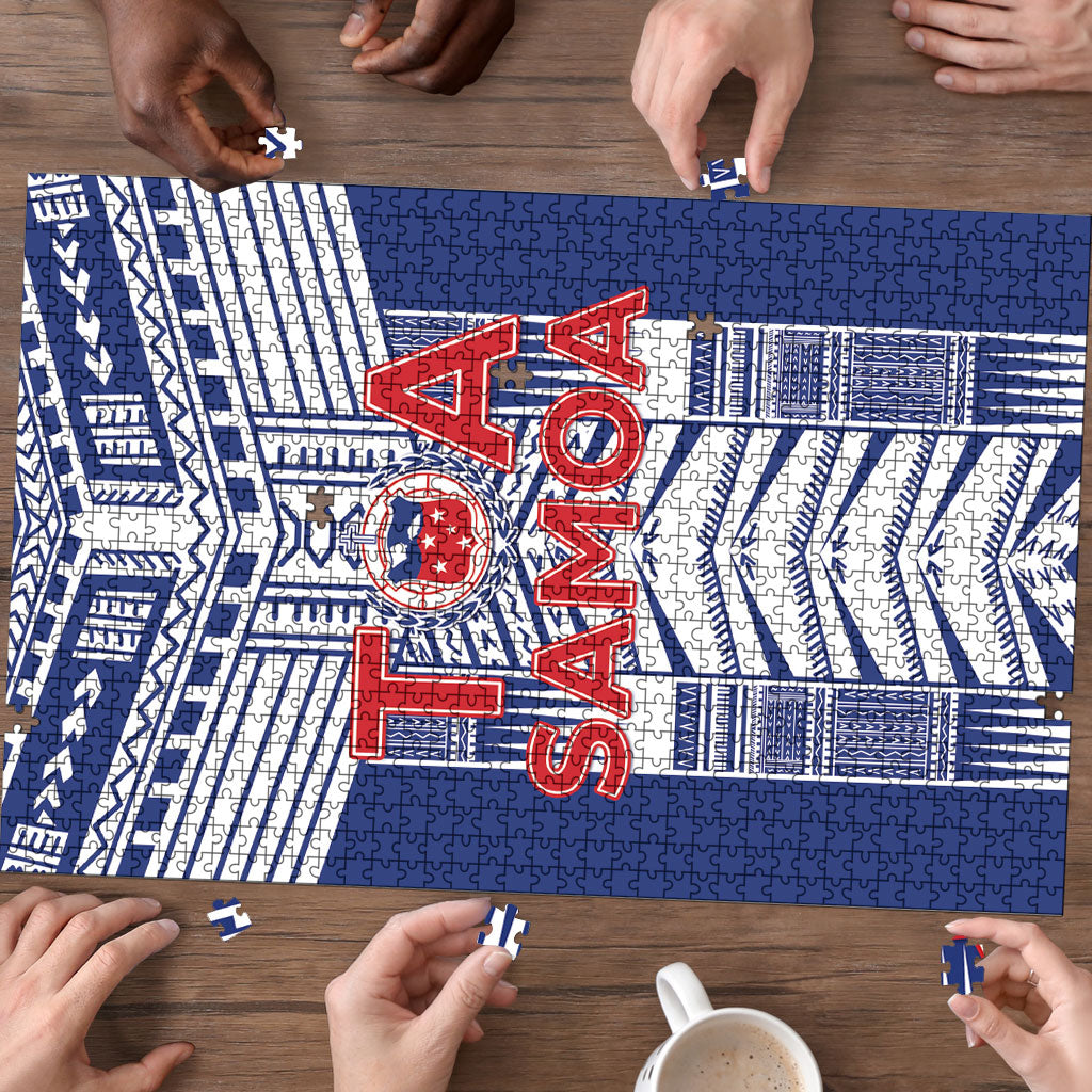 Rugby Toa Samoa Puzzle Samoan Tatau Blue Version LT05 - Polynesian Pride