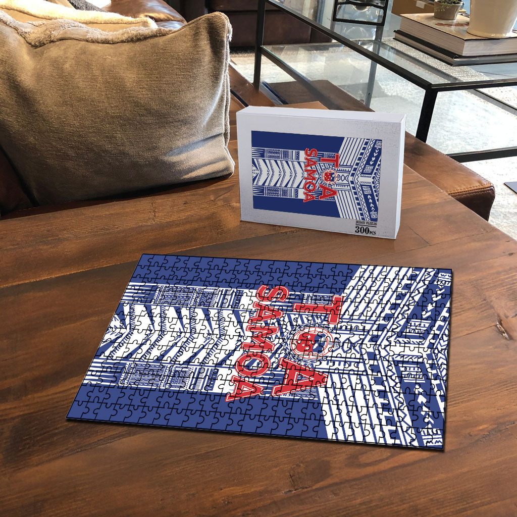 Rugby Toa Samoa Puzzle Samoan Tatau Blue Version LT05 - Polynesian Pride