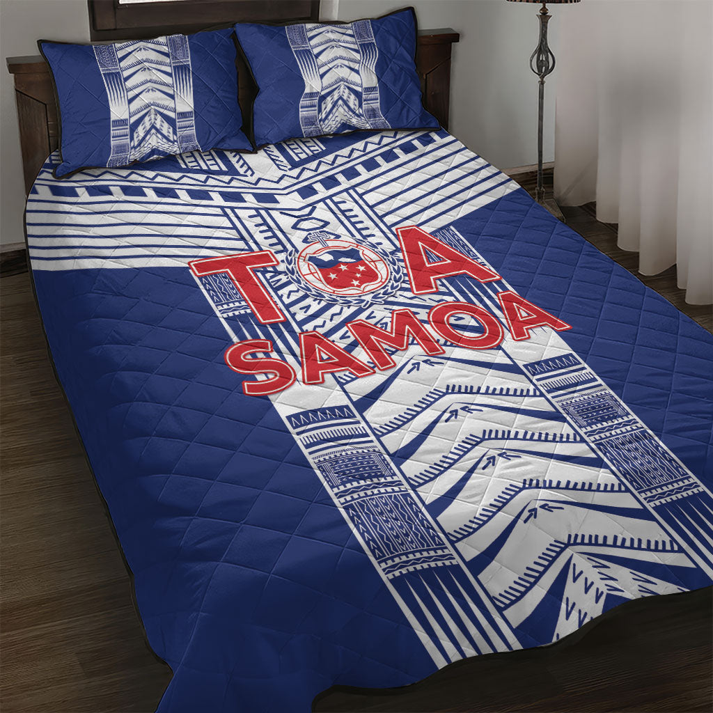 Rugby Toa Samoa Quilt Bed Set Samoan Tatau Blue Version LT05 Blue - Polynesian Pride