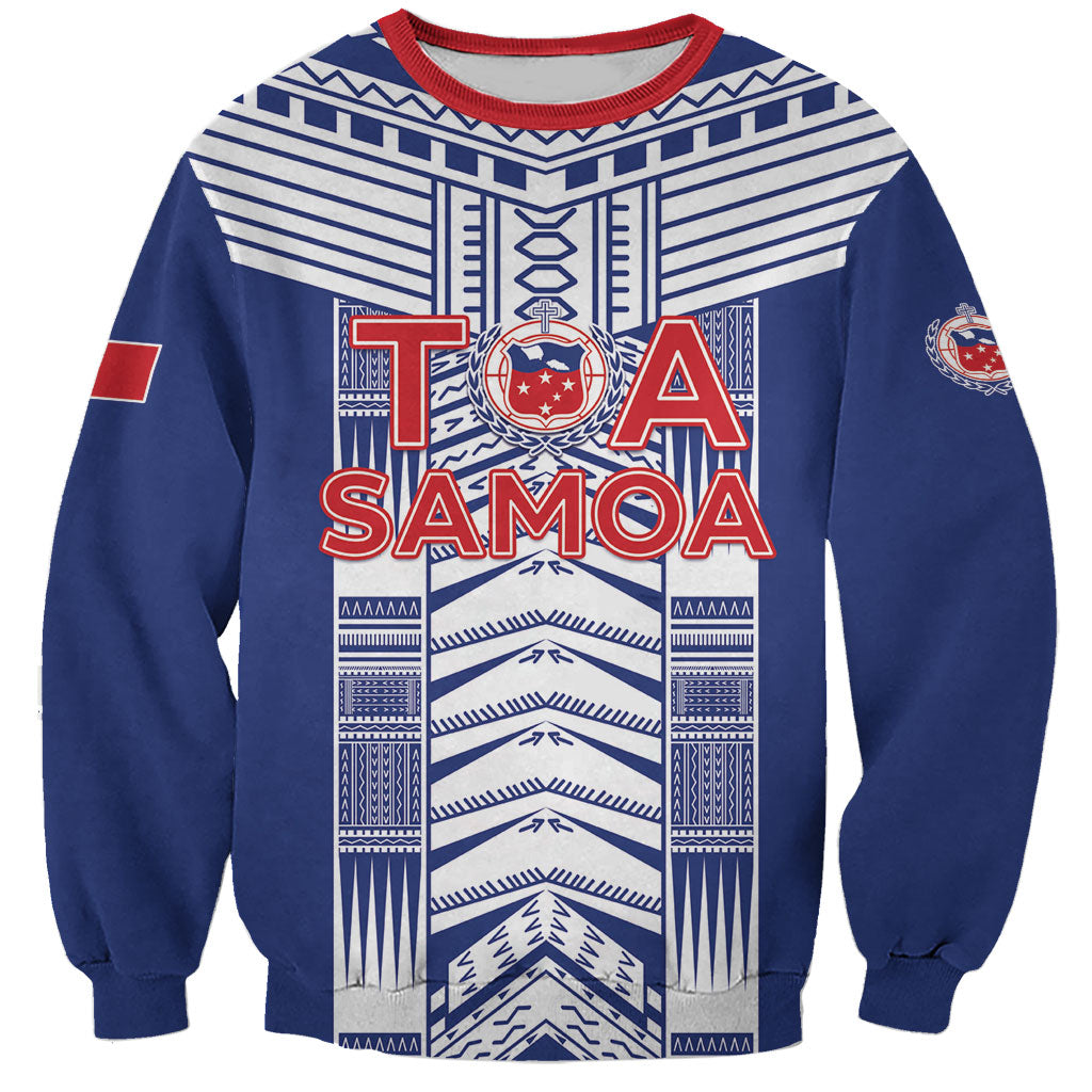 Custom Rugby Toa Samoa Sweatshirt Samoan Tatau Blue Version LT05 Unisex Blue - Polynesian Pride