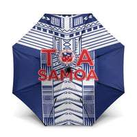 Rugby Toa Samoa Umbrella Samoan Tatau Blue Version LT05 One Size Folded 11.42 inch Opened Diameter 37.4 inch Blue - Polynesian Pride