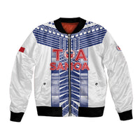 Custom Rugby Toa Samoa Bomber Jacket Samoan Tatau White Version LT05 Unisex White - Polynesian Pride