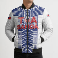 Custom Rugby Toa Samoa Bomber Puffer Jacket Samoan Tatau White Version LT05 - Polynesian Pride
