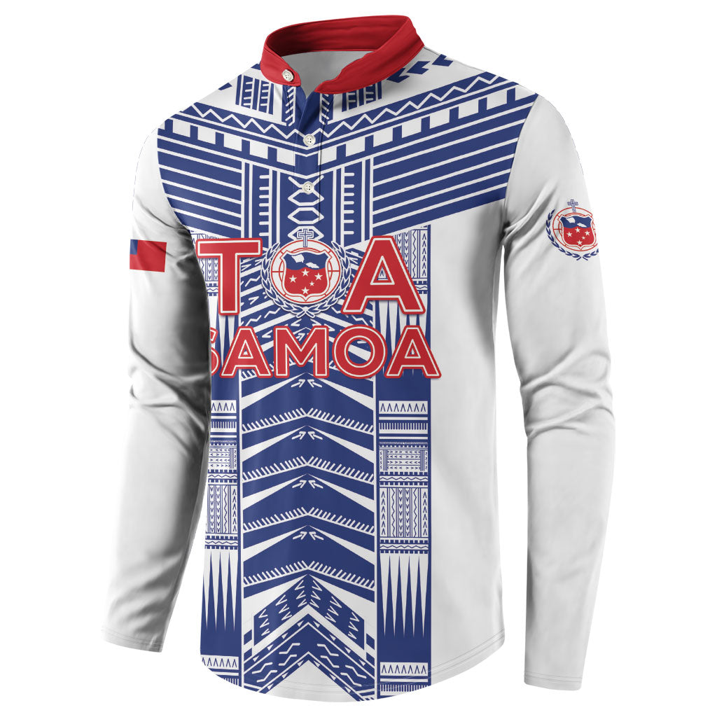 Custom Rugby Toa Samoa Button Sweatshirt Samoan Tatau White Version LT05 - Polynesian Pride