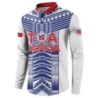 Custom Rugby Toa Samoa Button Sweatshirt Samoan Tatau White Version LT05 - Polynesian Pride