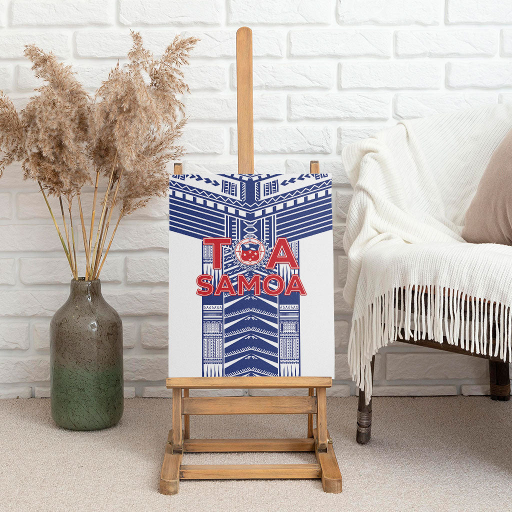 Rugby Toa Samoa Canvas Wall Art Samoan Tatau White Version LT05 - Polynesian Pride