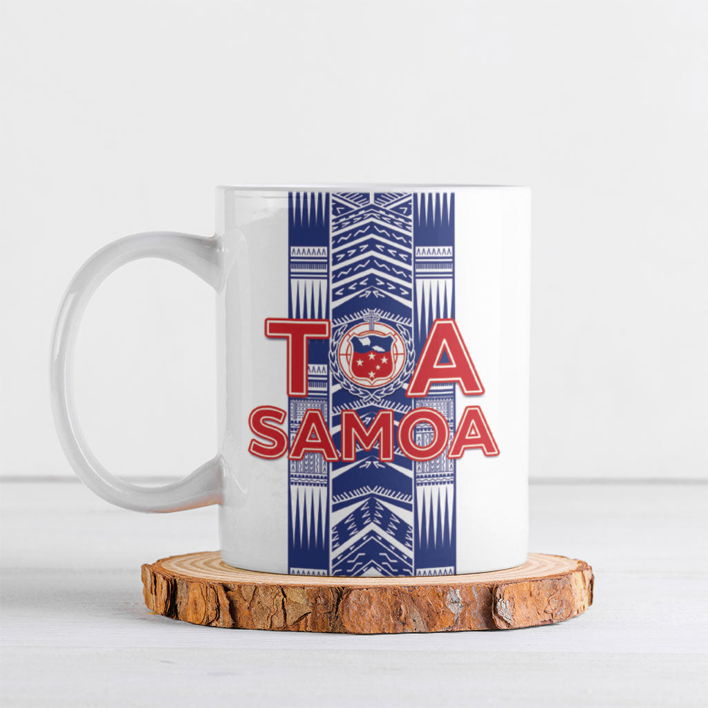 Custom Rugby Toa Samoa Ceramic Mug Samoan Tatau White Version LT05 White - Polynesian Pride