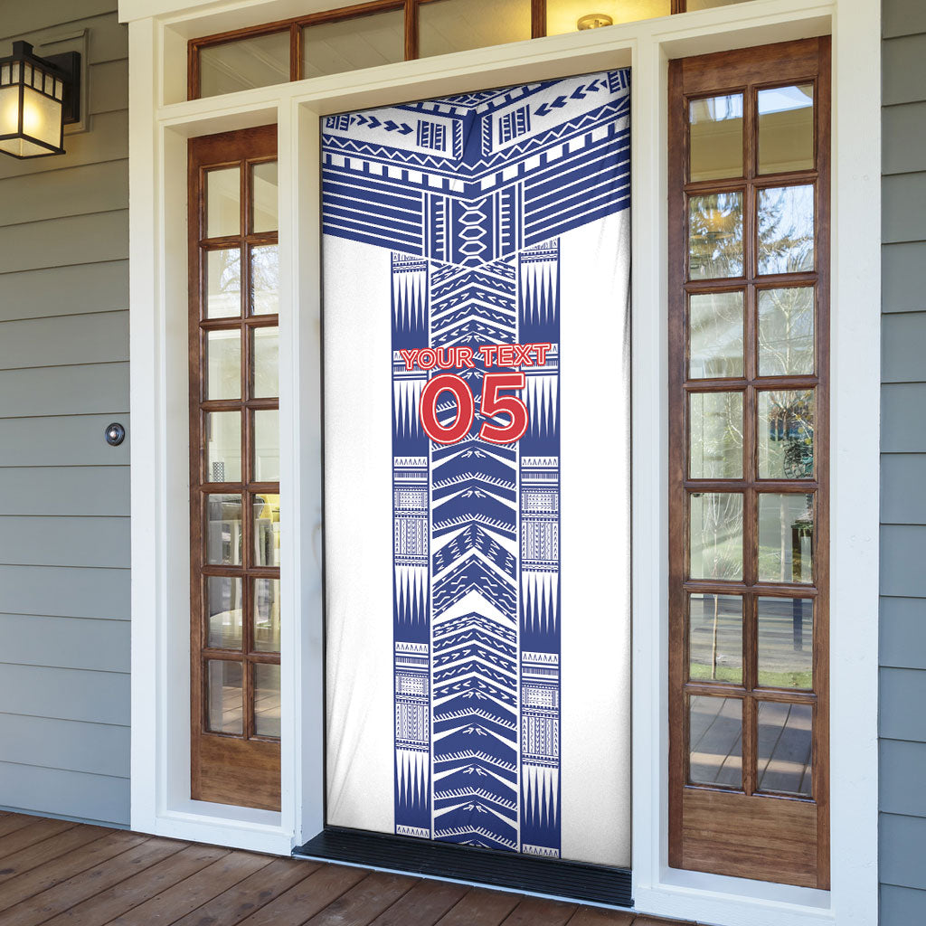 Custom Rugby Toa Samoa Door Cover Samoan Tatau White Version LT05 - Polynesian Pride