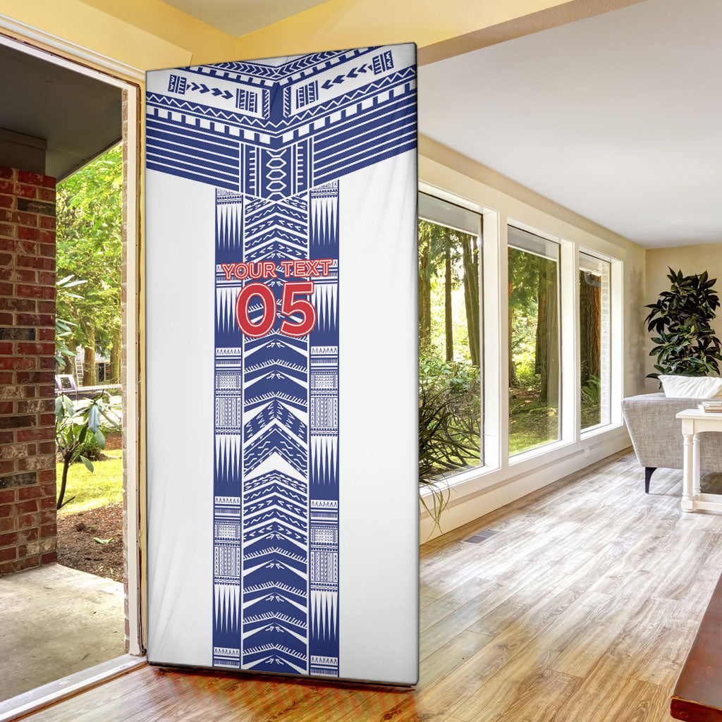 Custom Rugby Toa Samoa Door Cover Samoan Tatau White Version LT05 - Polynesian Pride