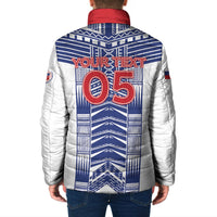 Custom Rugby Toa Samoa Padded Jacket Samoan Tatau White Version LT05 - Polynesian Pride