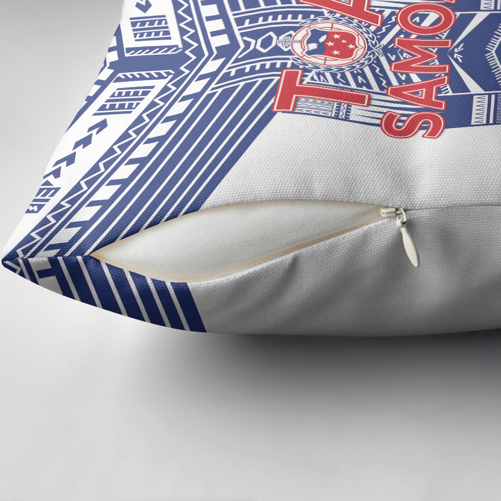 Rugby Toa Samoa Pillow Cover Samoan Tatau White Version LT05 - Polynesian Pride