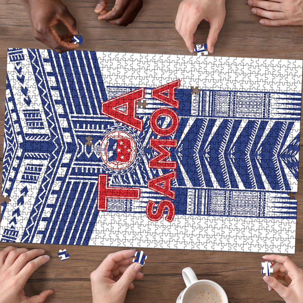 Rugby Toa Samoa Puzzle Samoan Tatau White Version LT05 - Polynesian Pride