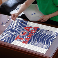 Rugby Toa Samoa Puzzle Samoan Tatau White Version LT05 - Polynesian Pride