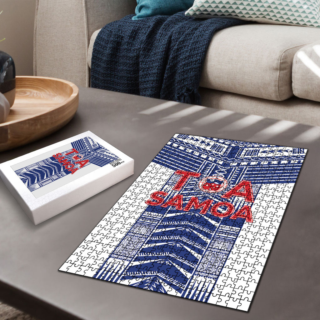 Rugby Toa Samoa Puzzle Samoan Tatau White Version LT05 - Polynesian Pride