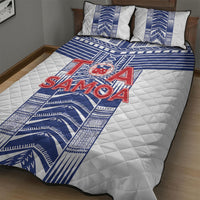 Rugby Toa Samoa Quilt Bed Set Samoan Tatau White Version LT05 - Polynesian Pride