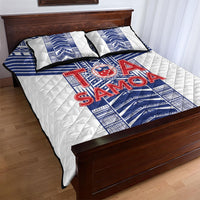 Rugby Toa Samoa Quilt Bed Set Samoan Tatau White Version LT05 - Polynesian Pride