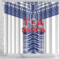 Rugby Toa Samoa Shower Curtain Samoan Tatau White Version LT05 - Polynesian Pride
