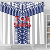 Rugby Toa Samoa Shower Curtain Samoan Tatau White Version LT05 - Polynesian Pride