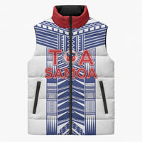 Custom Rugby Toa Samoa Sleeveless Puffer Jacket Samoan Tatau White Version LT05 Unisex White - Polynesian Pride