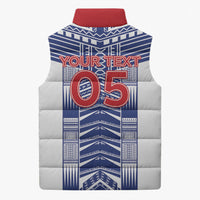 Custom Rugby Toa Samoa Sleeveless Puffer Jacket Samoan Tatau White Version LT05 - Polynesian Pride