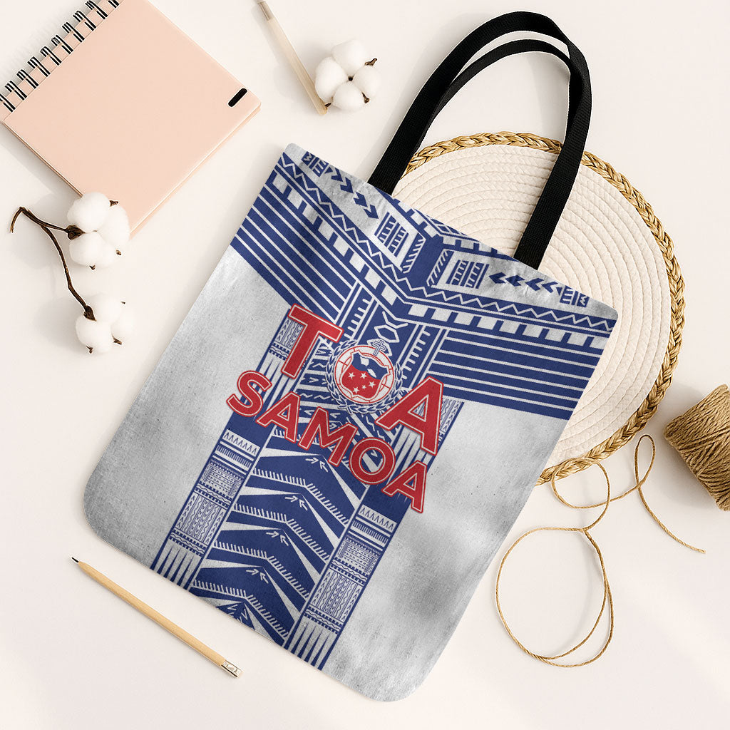 Rugby Toa Samoa Tote Bag Samoan Tatau White Version LT05 Black Strap One Size White - Polynesian Pride