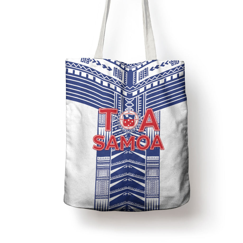Rugby Toa Samoa Tote Bag Samoan Tatau White Version LT05 - Polynesian Pride