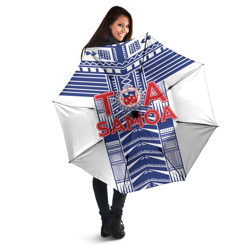 Rugby Toa Samoa Umbrella Samoan Tatau White Version LT05 - Polynesian Pride