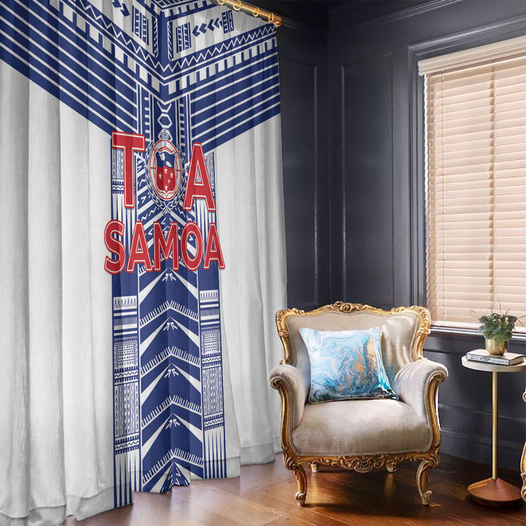 Rugby Toa Samoa Window Curtain Samoan Tatau White Version LT05 - Polynesian Pride