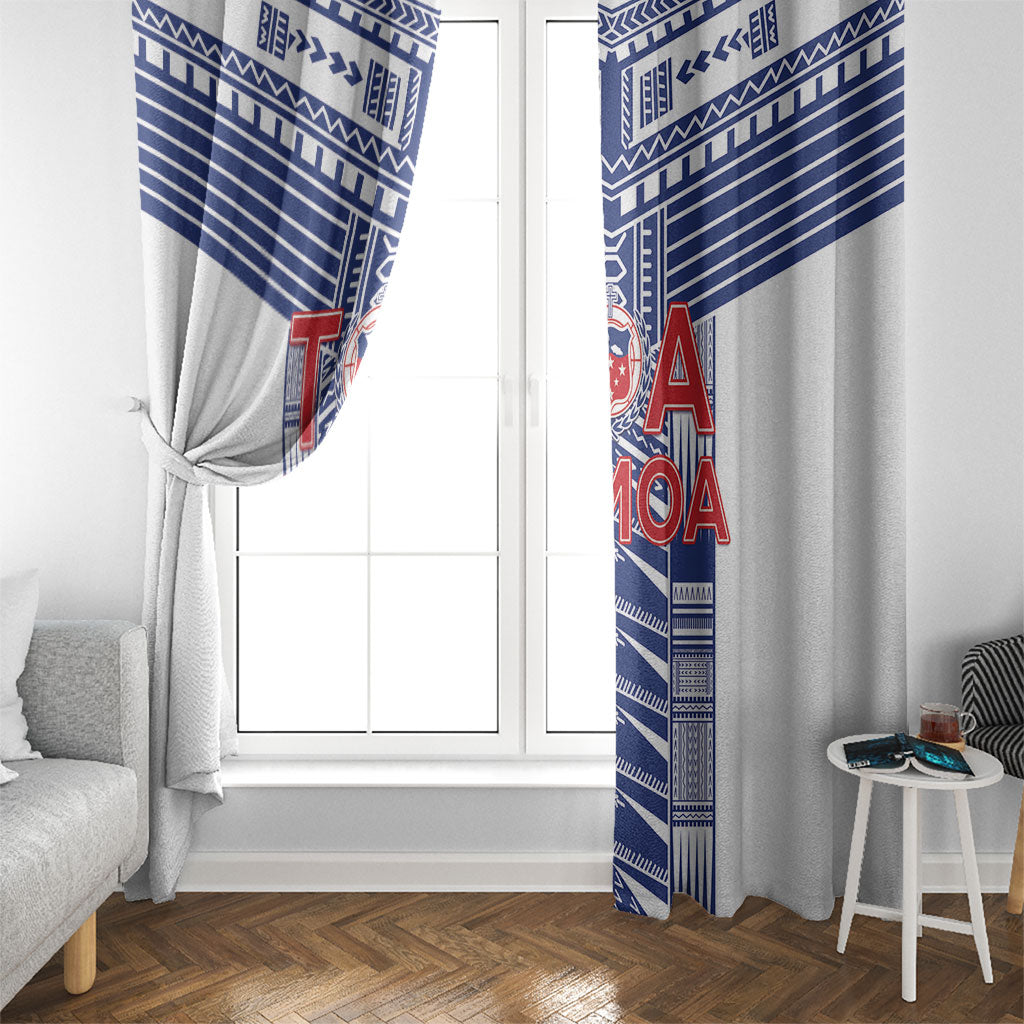 Rugby Toa Samoa Window Curtain Samoan Tatau White Version LT05 - Polynesian Pride