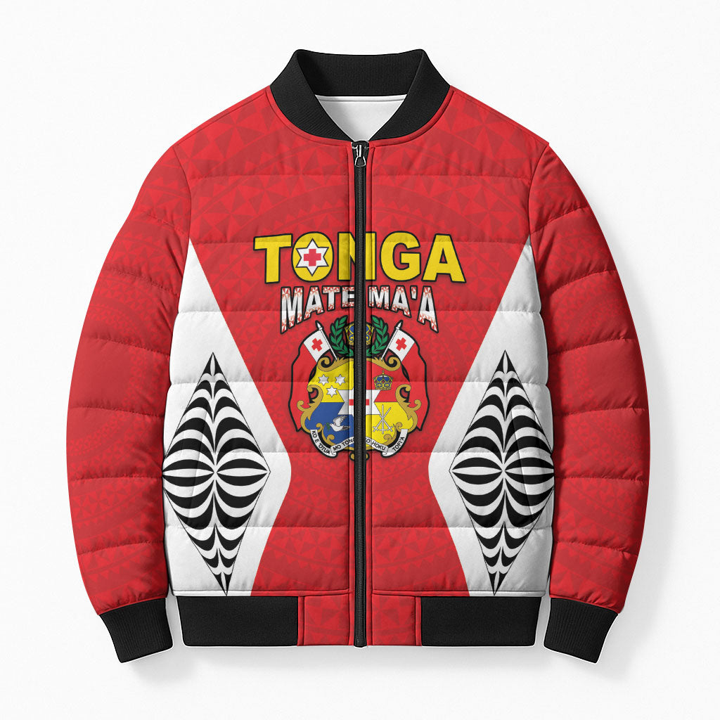 Custom 2026 Tonga Rugby XIII Bomber Puffer Jacket Sporty Style LT05 Unisex Red - Polynesian Pride