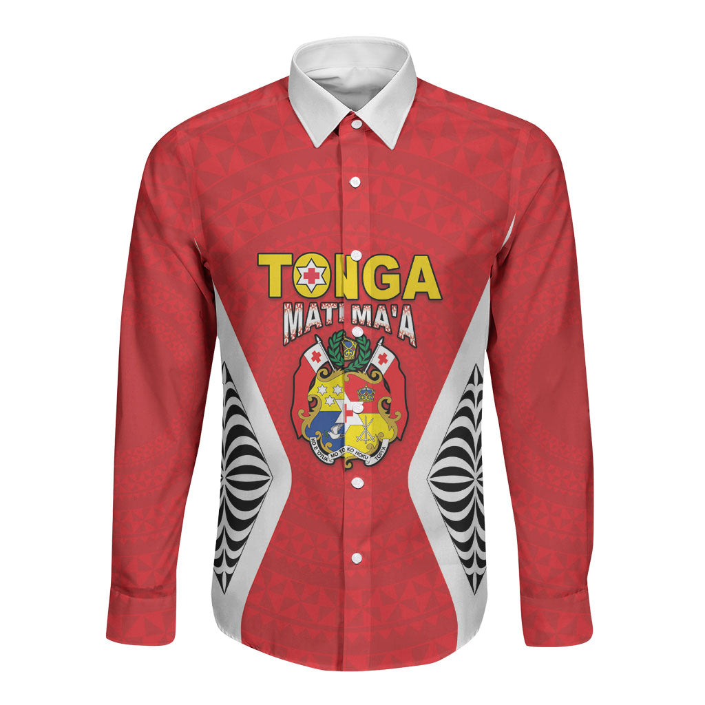 Custom 2026 Tonga Rugby XIII Long Sleeve Button Shirt Sporty Style LT05 Unisex Red - Polynesian Pride