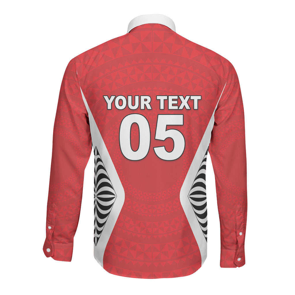 Custom 2026 Tonga Rugby XIII Long Sleeve Button Shirt Sporty Style LT05 - Polynesian Pride