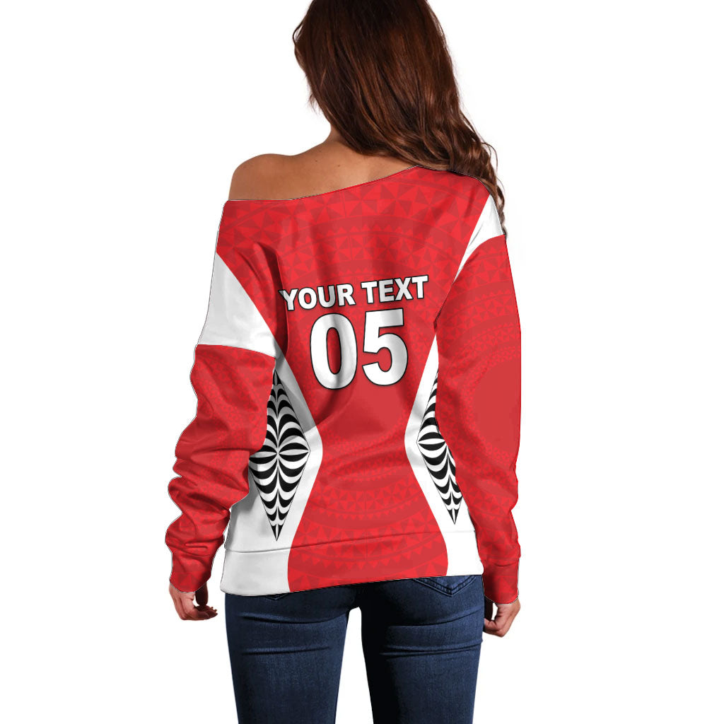 Custom 2026 Tonga Rugby XIII Off Shoulder Sweater Sporty Style LT05 - Polynesian Pride