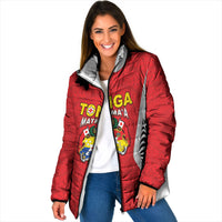 Custom 2026 Tonga Rugby XIII Padded Jacket Sporty Style LT05 Women Red - Polynesian Pride