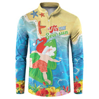 Christmas In Hawaii Button Sweatshirt Tis The Sea Sun LT05 Blue - Polynesian Pride