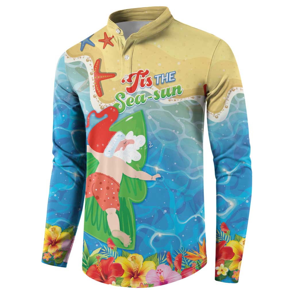 Christmas In Hawaii Button Sweatshirt Tis The Sea Sun LT05 - Polynesian Pride