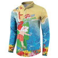 Christmas In Hawaii Button Sweatshirt Tis The Sea Sun LT05 - Polynesian Pride