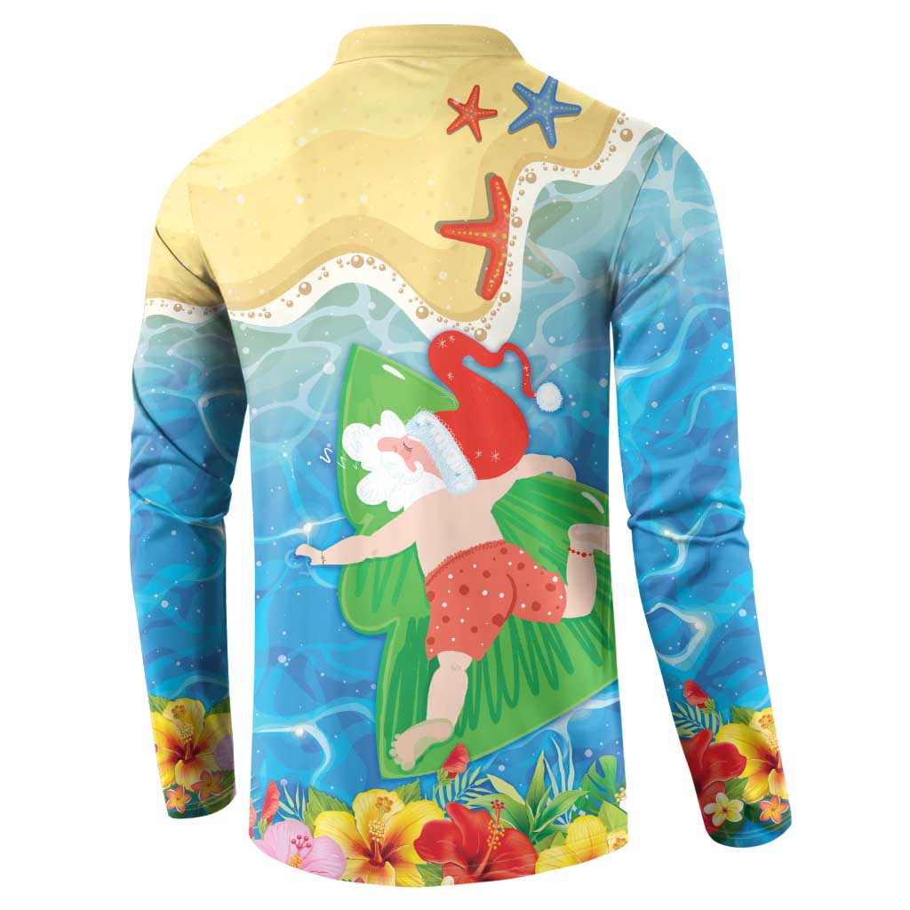 Christmas In Hawaii Button Sweatshirt Tis The Sea Sun LT05 - Polynesian Pride