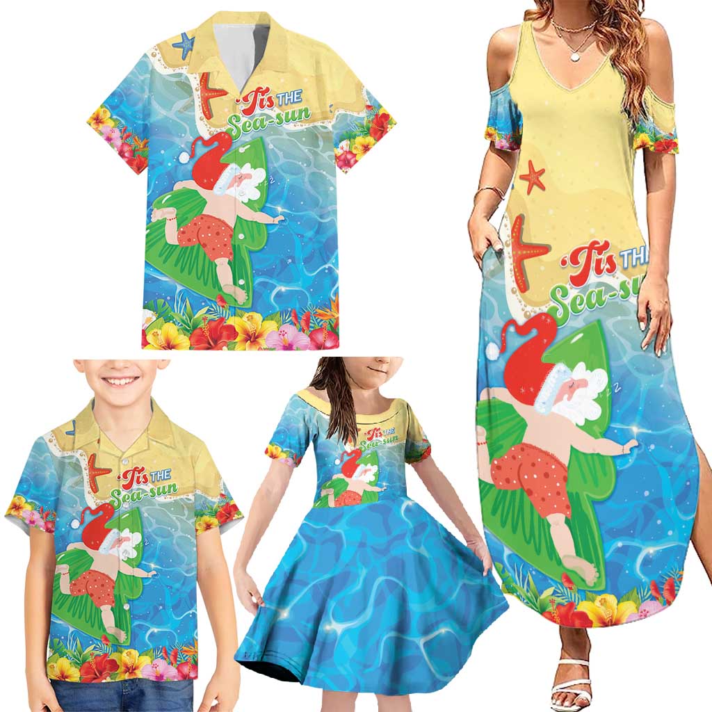 Christmas In Hawaii Family Matching Summer Maxi Dress and Hawaiian Shirt Tis The Sea Sun