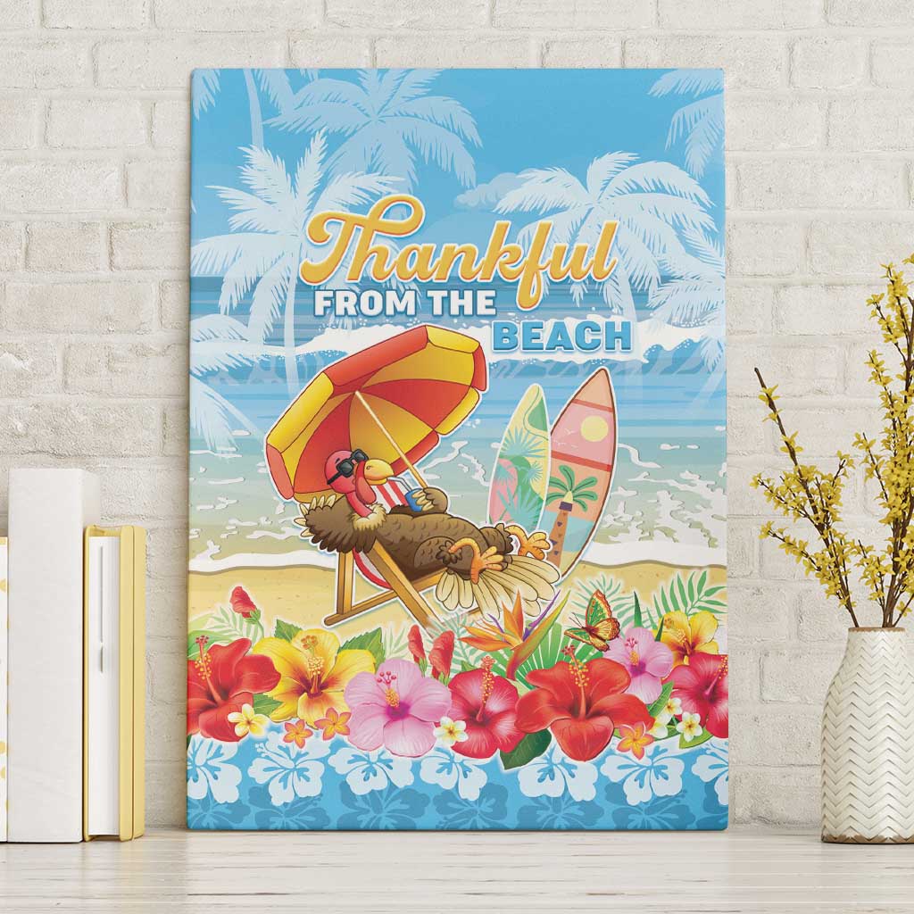 Hawaii Funny Thanksgiving Canvas Wall Art Thankful From The Beach LT05 Without Frame Blue - Polynesian Pride
