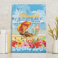 Hawaii Funny Thanksgiving Canvas Wall Art Thankful From The Beach LT05 Without Frame Blue - Polynesian Pride