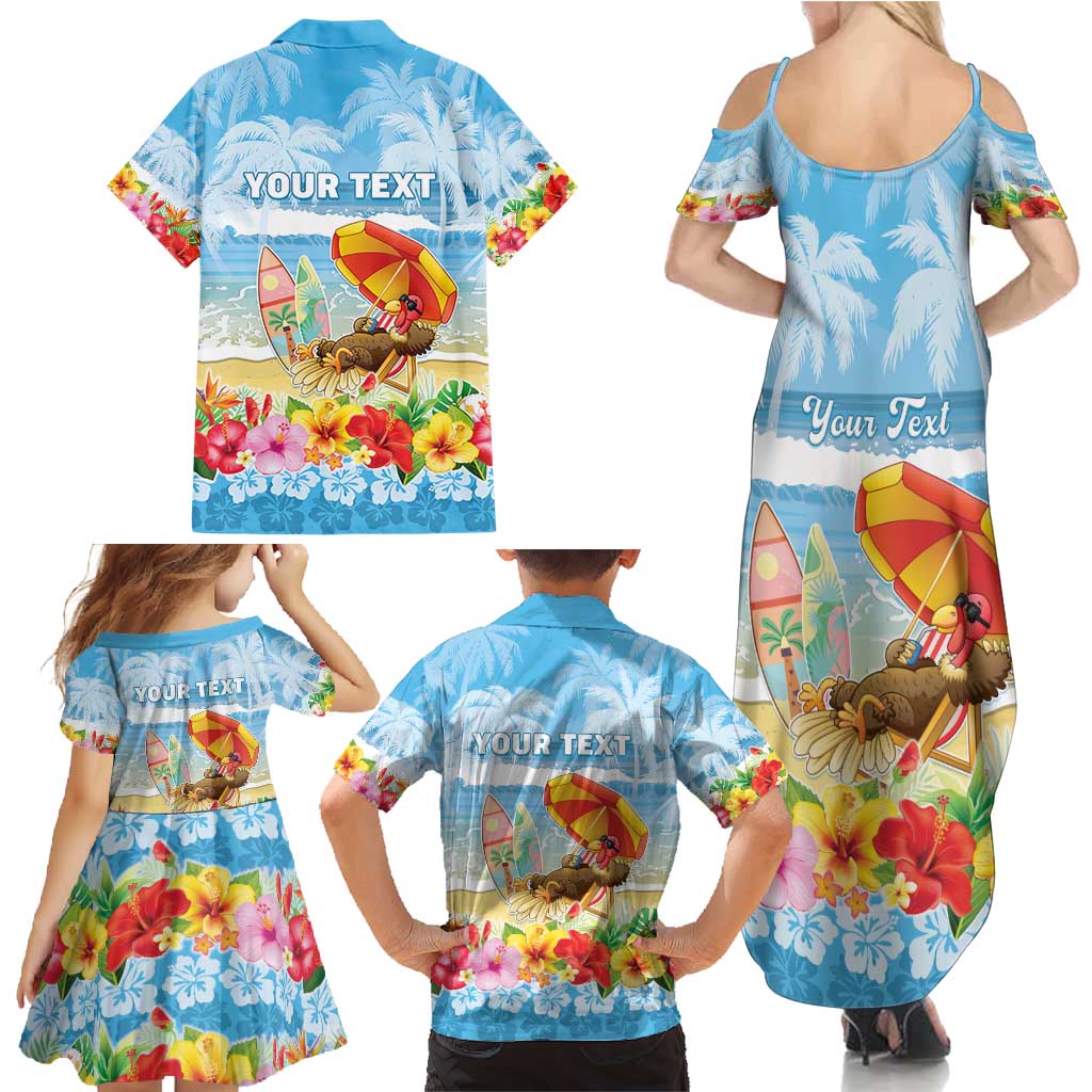 Personalised Hawaii Funny Thanksgiving Family Matching Summer Maxi Dress and Hawaiian Shirt Thankful From The Beach